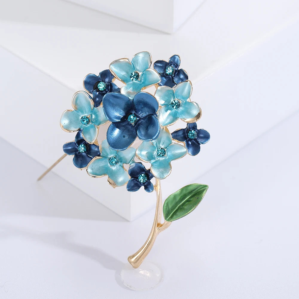 Enamel Hydrangea Brooches