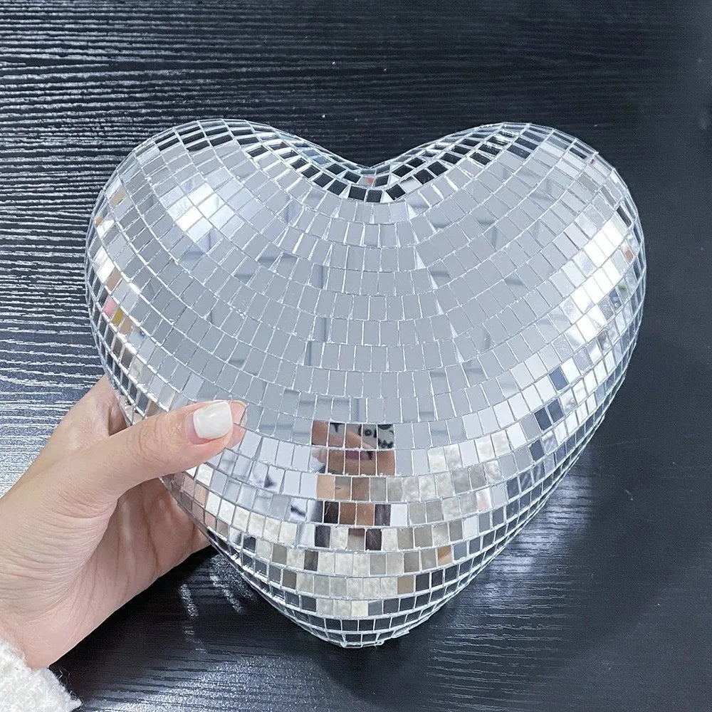 Heart-Shaped Disco Mirror Ball Decorations