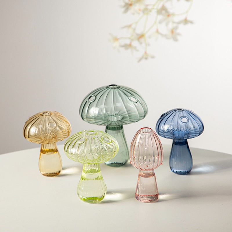 Mushroom Glass Vase Plant Hydroponic Terrarium Vase