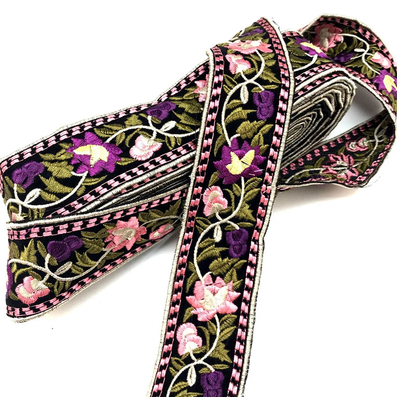 1 Yards Embroidered Rose Lace Trim Jacquard Ribbon DIY Craft Making Sewing Supplies