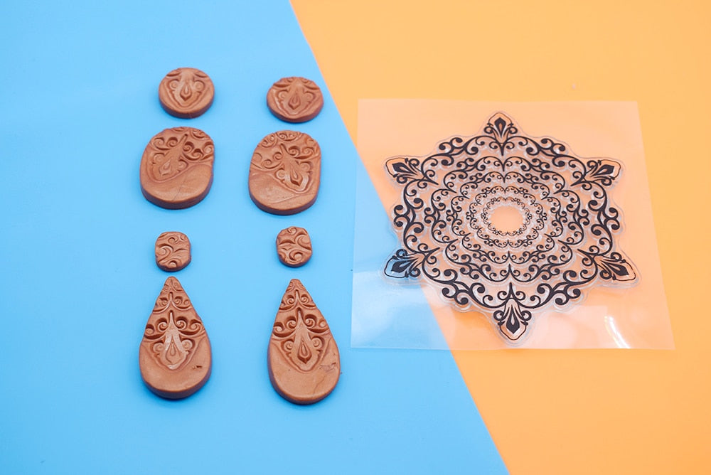9cm Mandala Pottery Polymer Clay Texture Sheets Embossing Stamp