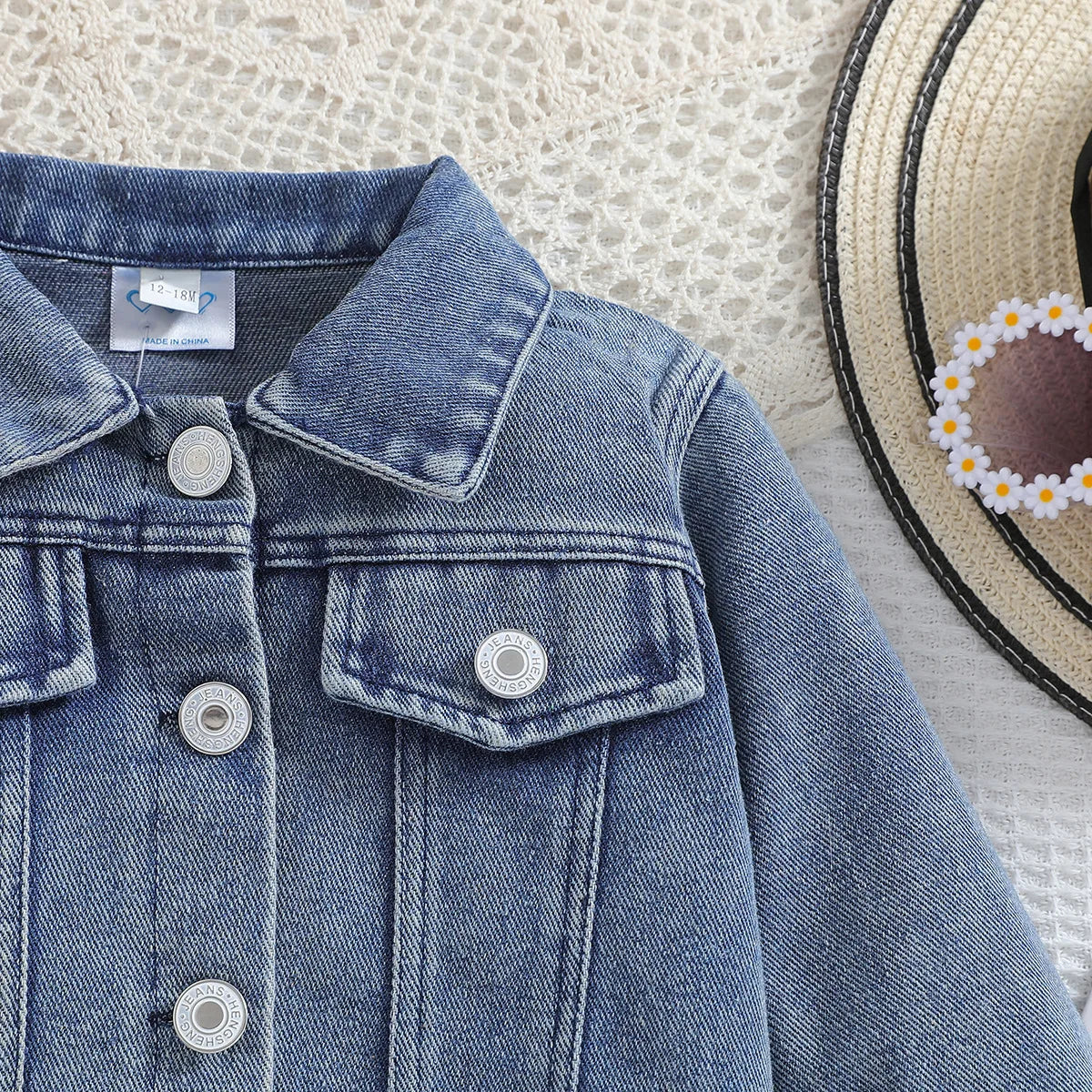 Cousin Crew and Sisters Letter Printed Denim Jackets for Girls