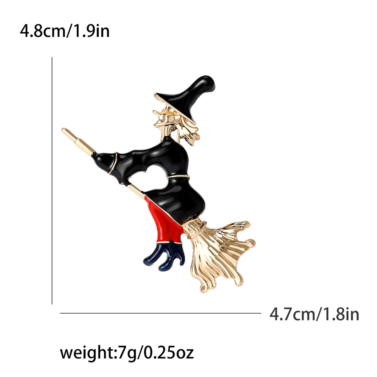 Halloween Flying Broom Witch Hat Brooches