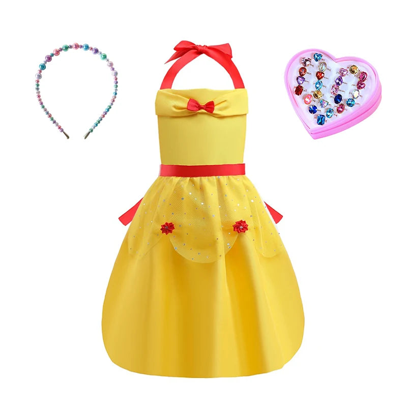 Mother Daughter Matching Clothing Apron Dresses Women Girls Halloween Cosplay Children Princess Coveralls