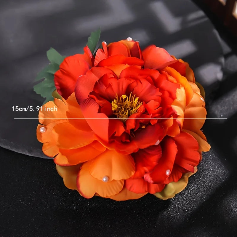 15cm Large Blooming Rose Flower Hair Clip & Brooch