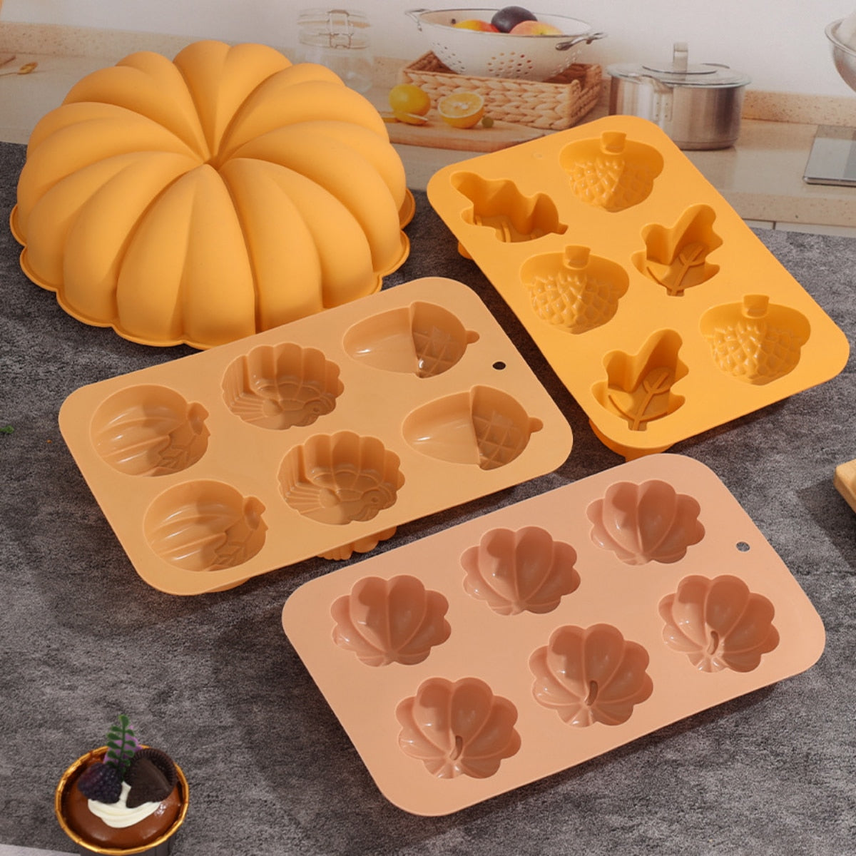Harvest Halloween Pumpkin Pinecone Baking Soap Chocolate Candle DIY Craft Silicone Mould