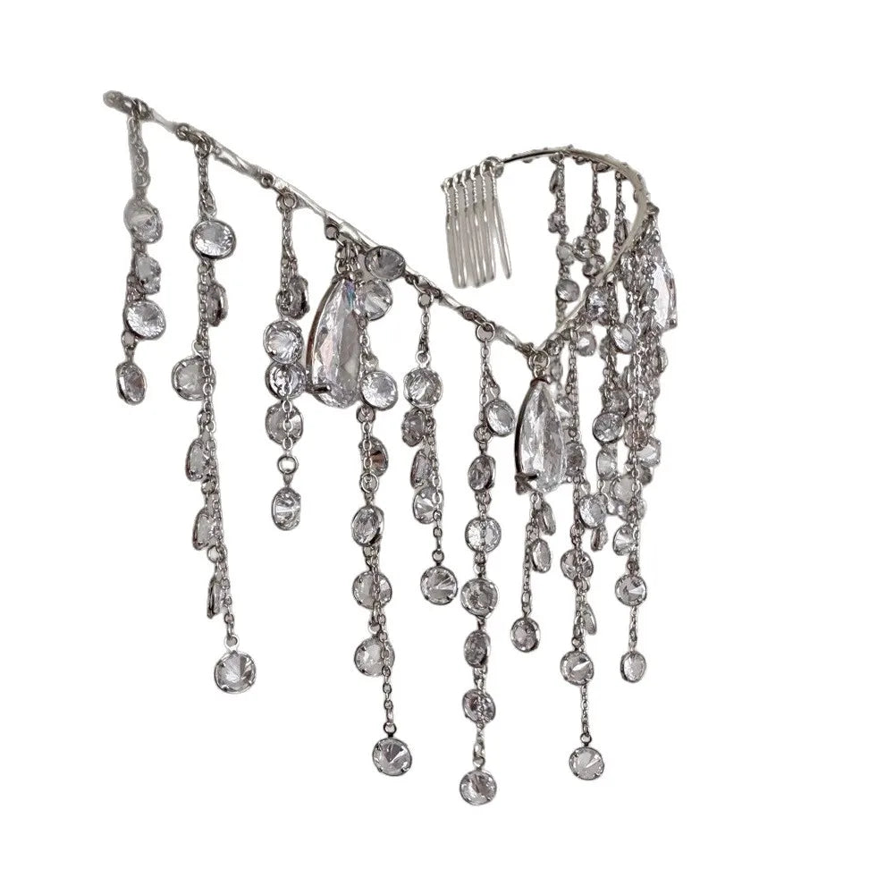 Cascading Waterfall Design Sparkling Bridal Hair Accessory