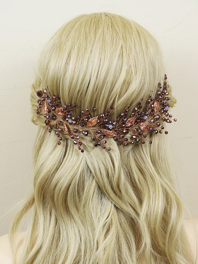 Purple Crystal Bridal Headdress Hair Accessories