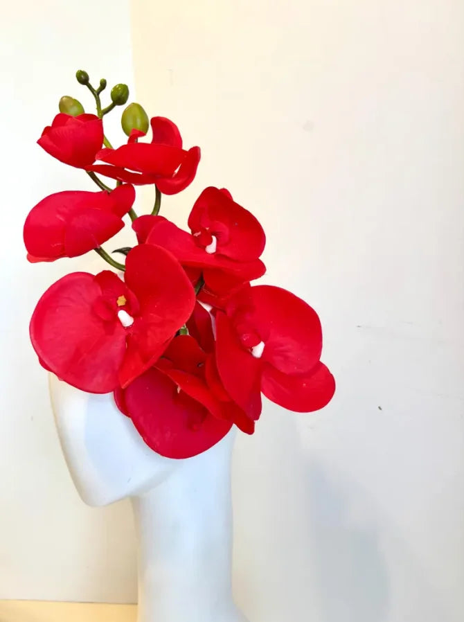 Handcrafted Large Realistic Orchid Statement Headpiece Floral Headband for Weddings Races Photoshoots