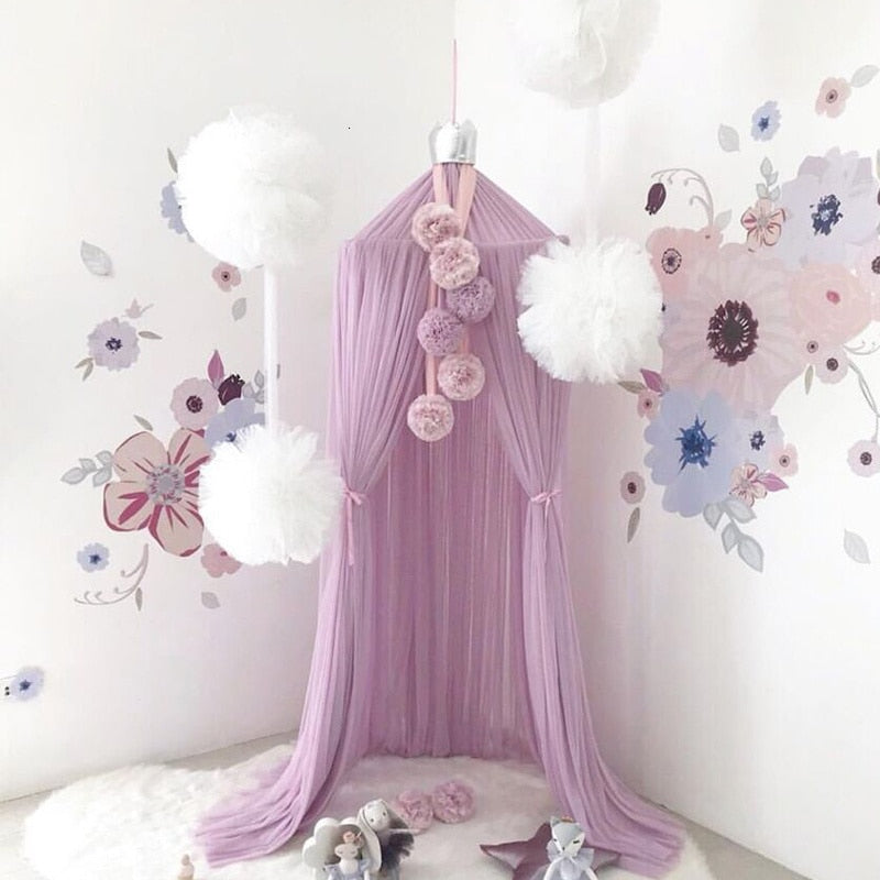 Netting Pompoms Canopy Decoration Nursery Kids Room Decor