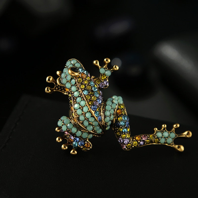Rainbow Crystal Frog Brooch