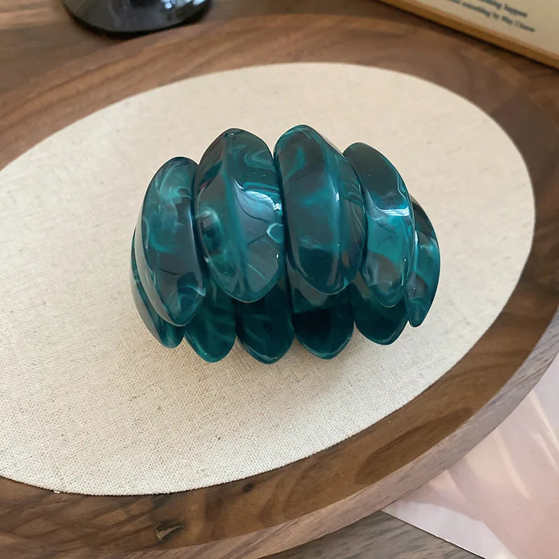 Smudged Oval Acrylic Elastic Bangles Bracelets