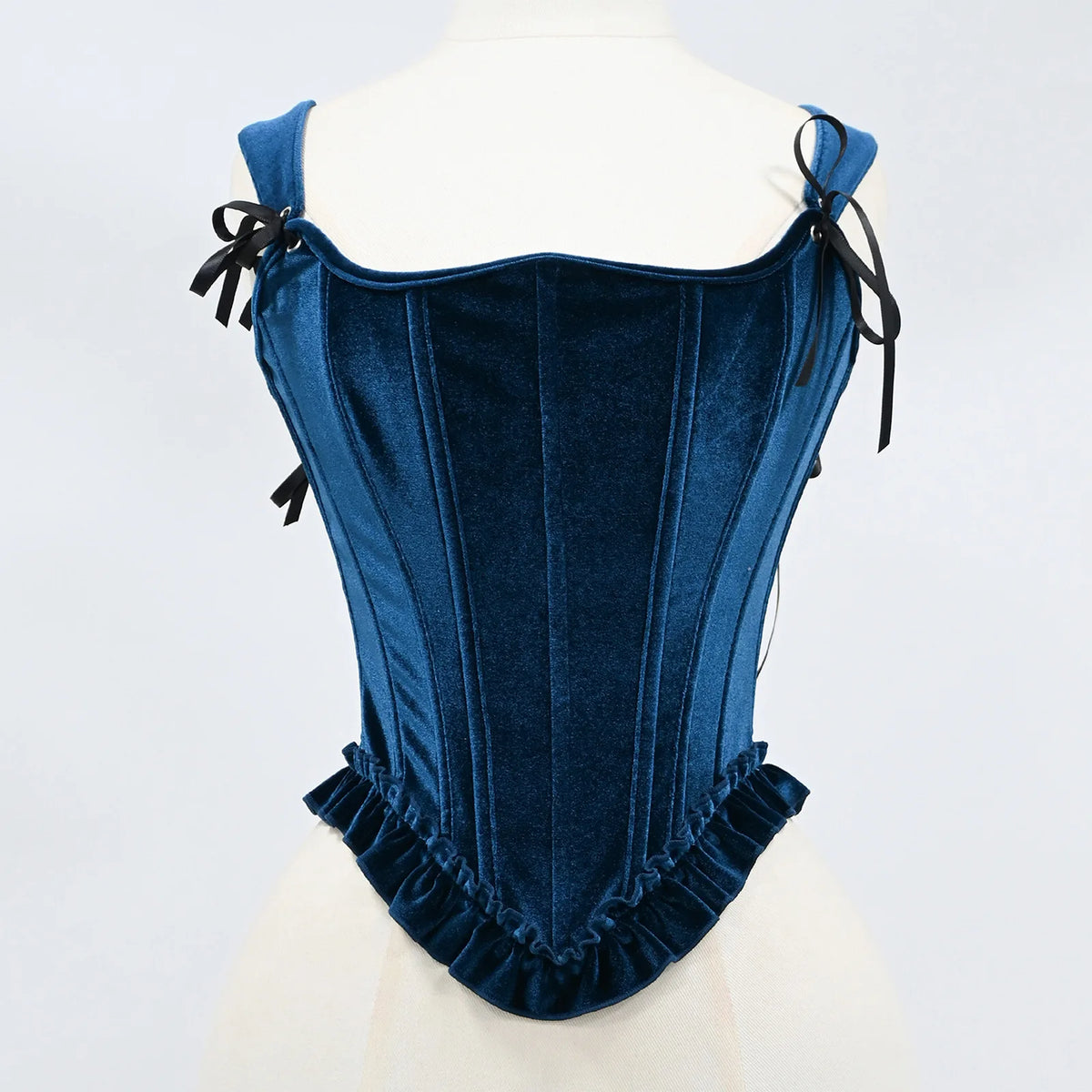Delphine's Velvet Corset Over Bust Lace Up Boned Bodice 4 Colours