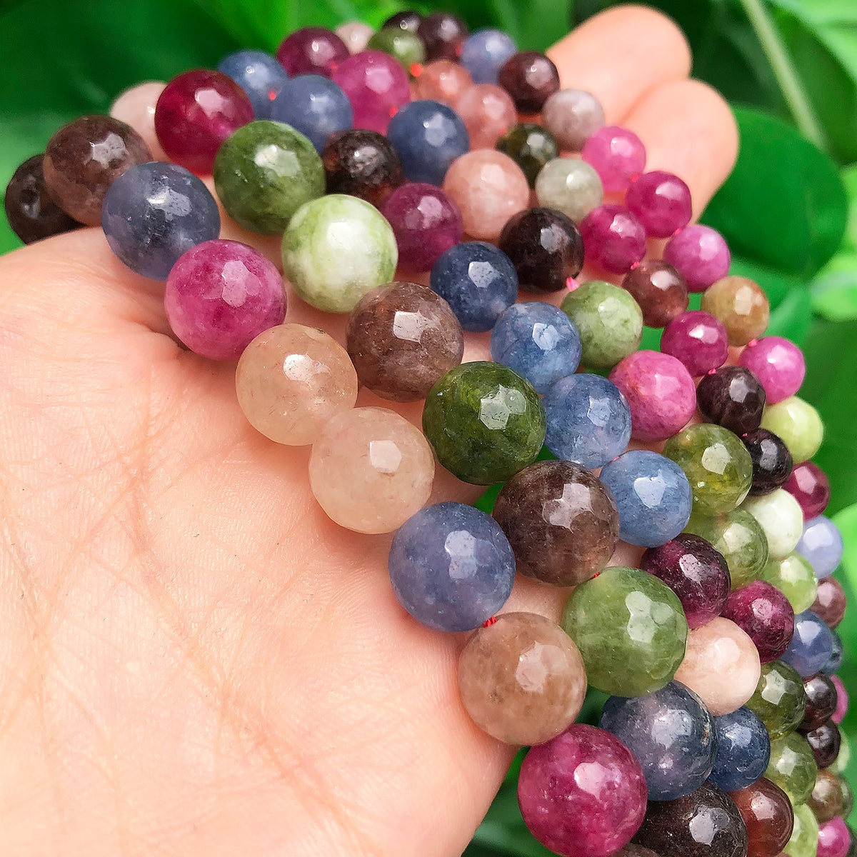 Tourmaline Natural Stone Faceted Beads Round Beads DIY Jewellery Making