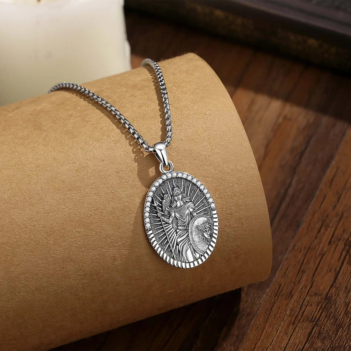 Goddess Athena Owl Pendant Necklace 925 Sterling Silver Cubic Zirconia Greek Mythology Jewellery