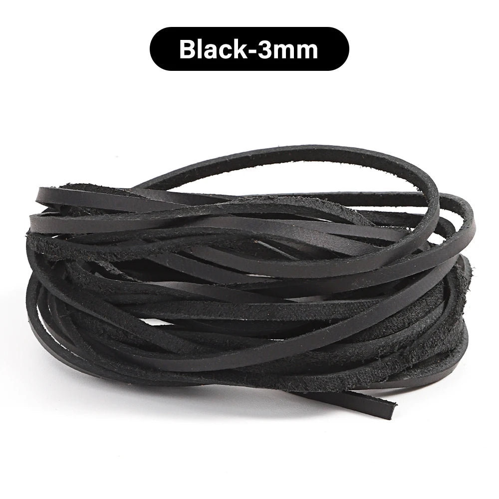 Flat Genuine Leather Cord Rope 3/5mm