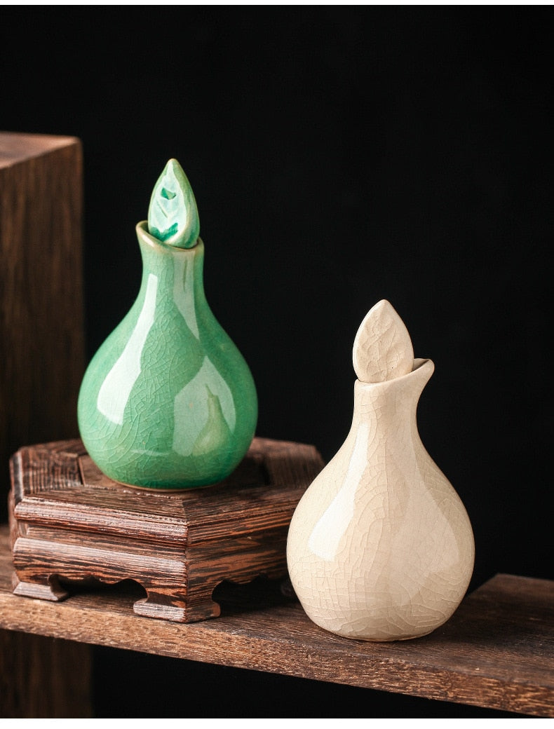 Leaf Cracked Glaze Essential Oil Pots 100ml Ceramic Aromatherapy Scented Home Decor Bottle