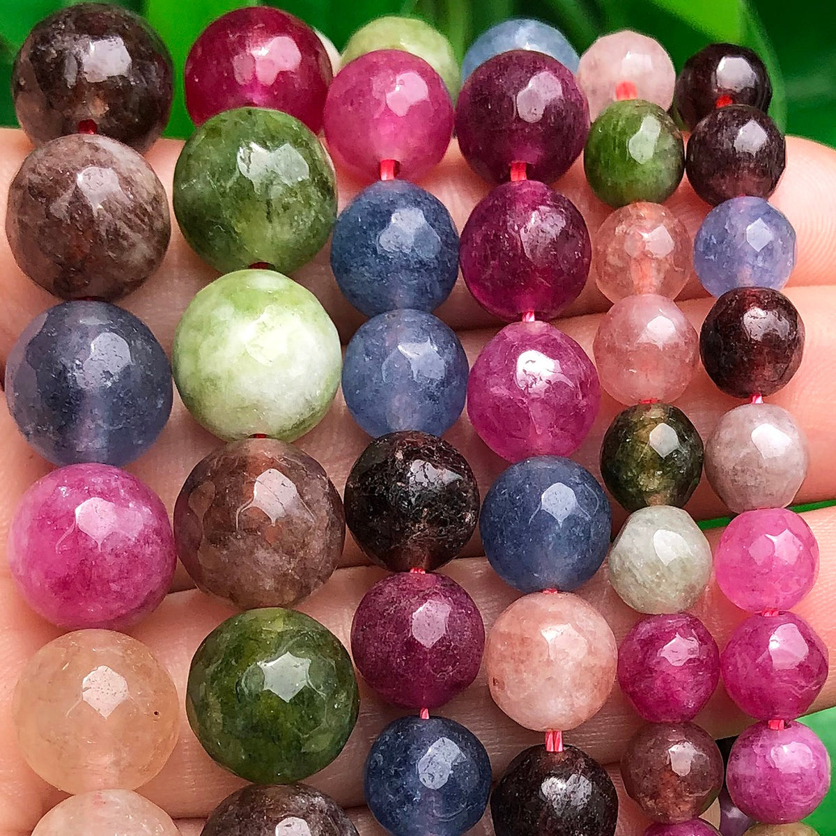 Tourmaline Natural Stone Faceted Beads Round Beads DIY Jewellery Making