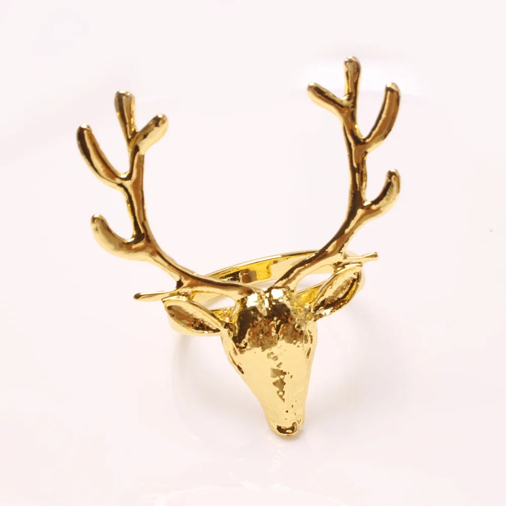 4Pcs Deer Napkin Rings Christmas Elk Head Alloy Xmas Reindeer Dining Table Decor