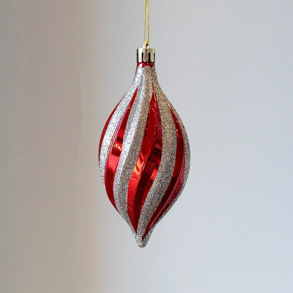 Red Christmas Tree Ornaments Shatterproof Plastic Glitter Little Bear Balls Acorn