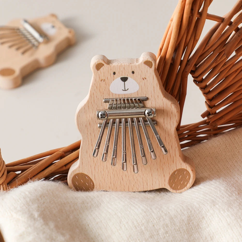 Bear Kalimba 8 Key Mini Thumb Piano Montessori Musical Instrument Toys for Children