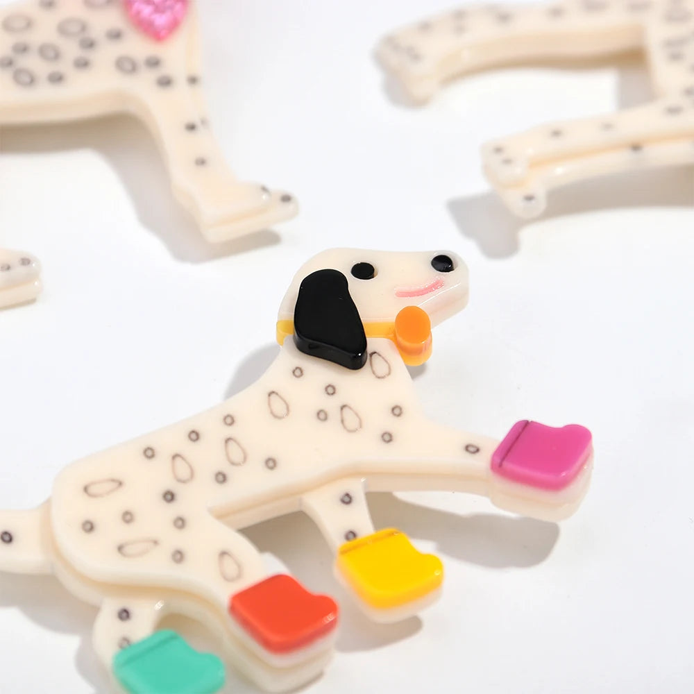 Acrylic Brooch Dalmatian Dog with Rainbow Wellingtons