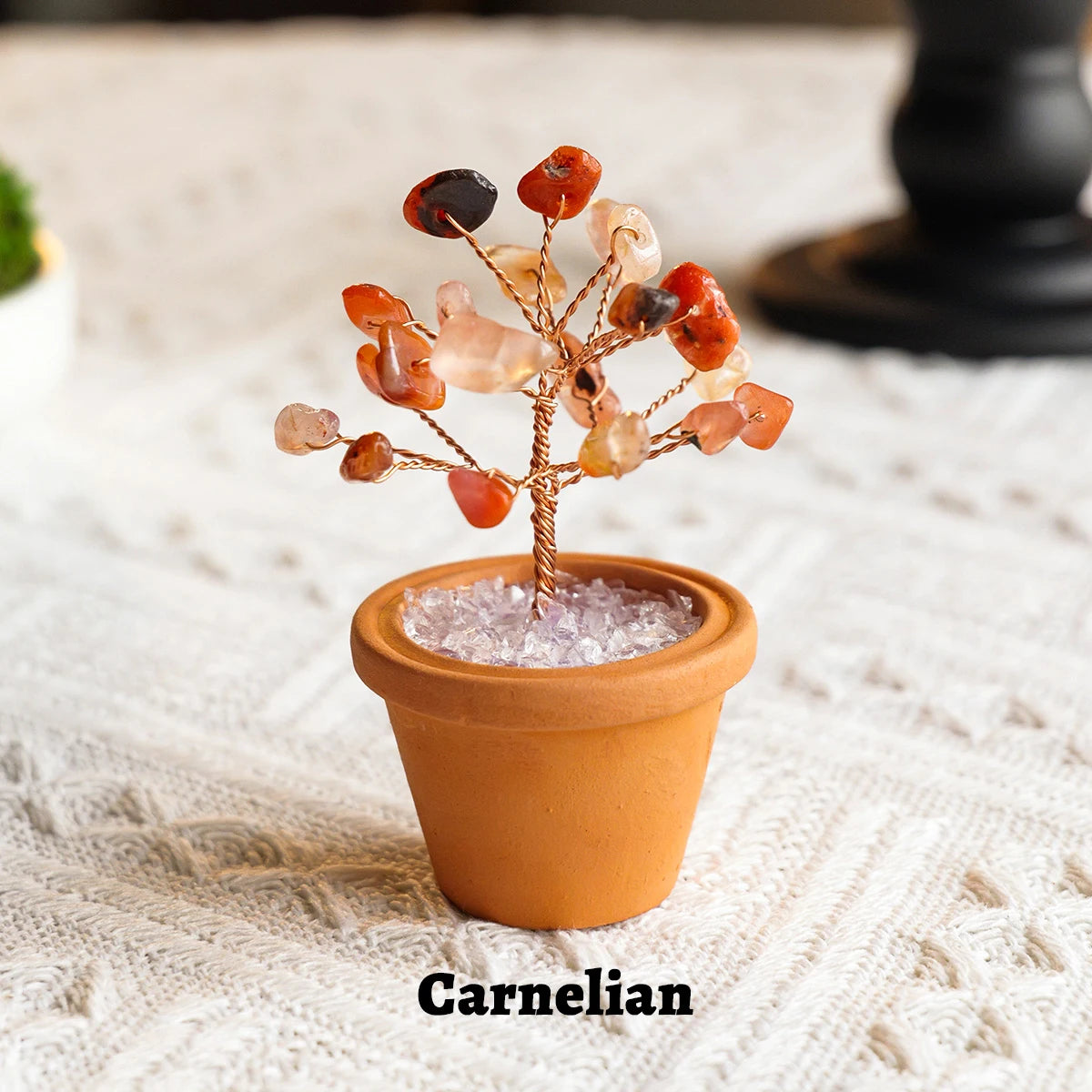 1pc Natural Crystal Mini Tree Clay Pot Amethyst Quartz Healing Gemstones Pot Plant Home Decor