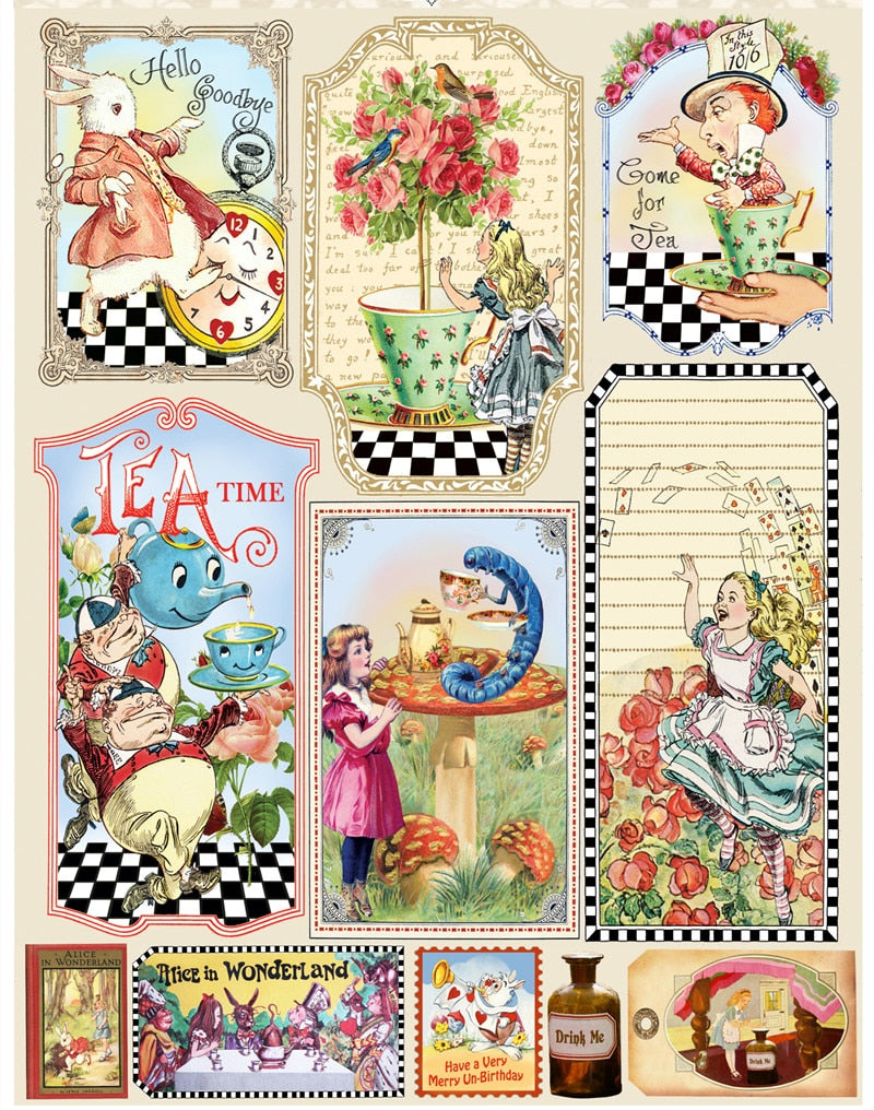 Vintage Alice In Wonderland Theme Scrapbooking Stickers