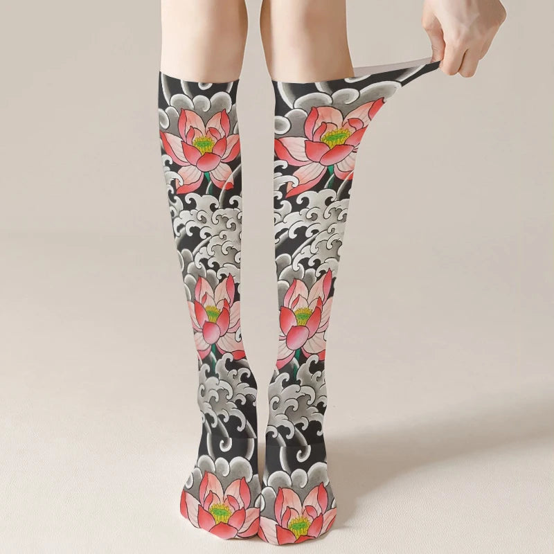 Floral and Fantasy Printed Stockings Long Socks