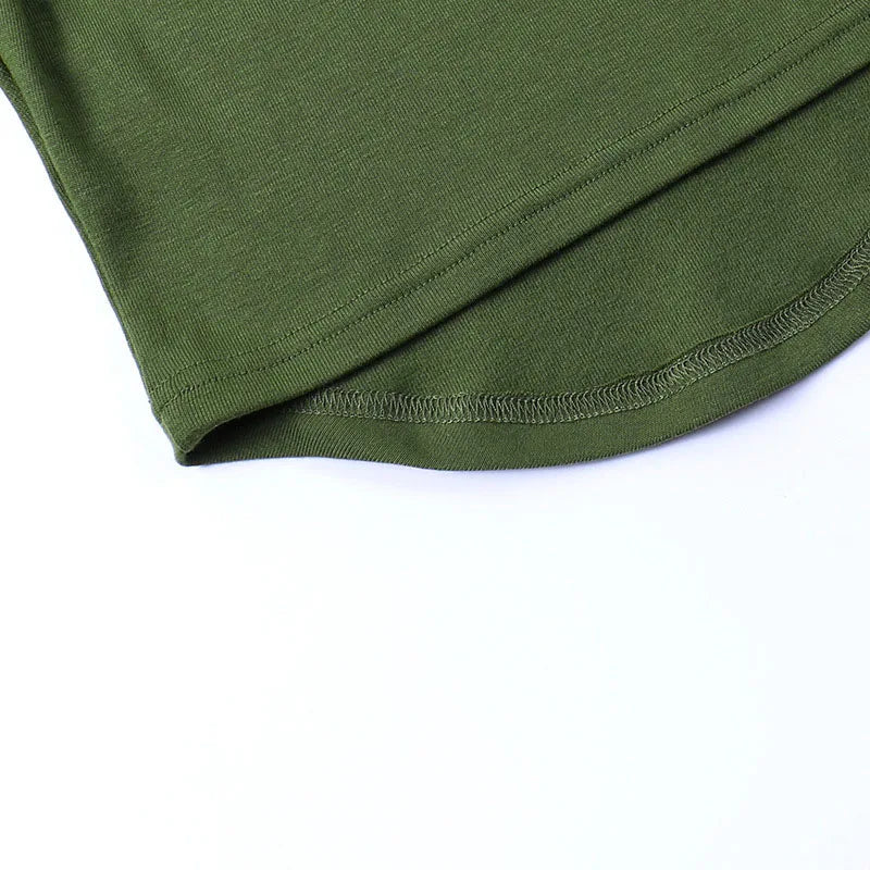 Scooped Long Sleeve Fitted Tees Basics T-Shirts