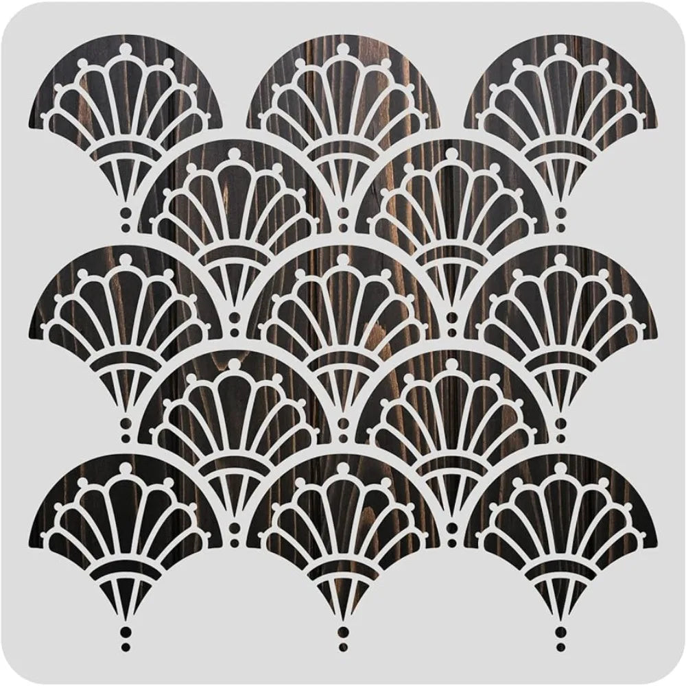 12x12inch Plastic Large Art Deco Fish Scale Stencil