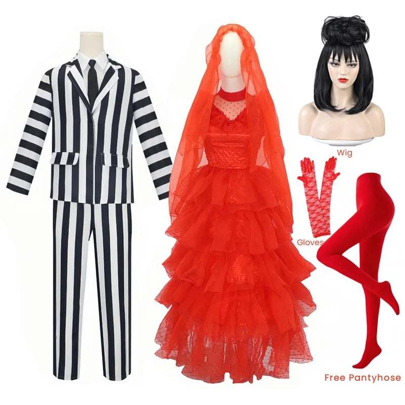 Lydia & Beetlejuice Adult Halloween Costumes