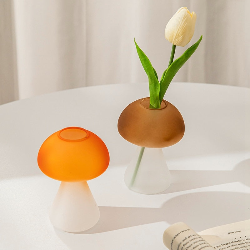 Mushroom Glass Vase Plant Hydroponic Terrarium Vase