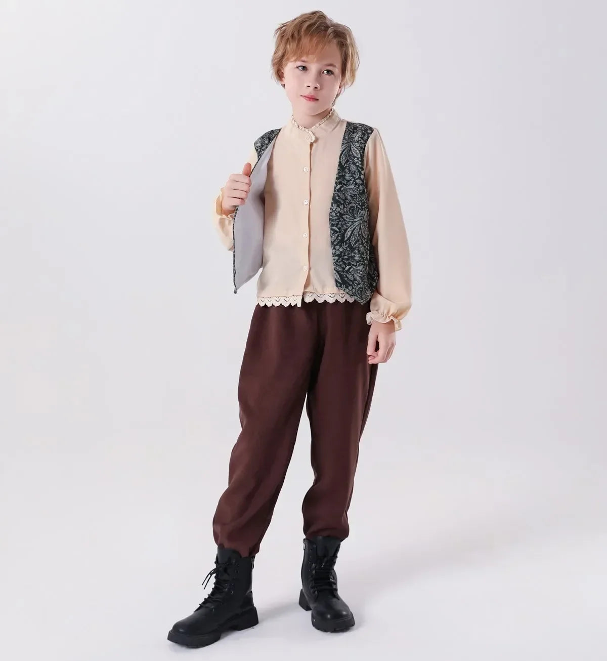 Medieval Peasant Children Cosplay Halloween Stage Performance Costumes