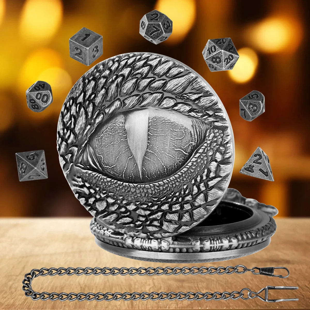 Brass DND Dice Case Vintage Cthulhu Pocket Watch One Eyed Octopus Pocket Watch Style Case