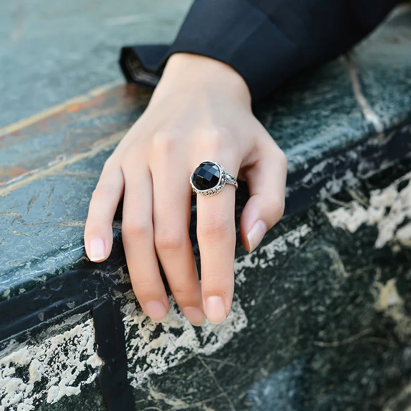 The Night's Court S925 Sterling Silver Ring Ancient Totem Rhombus Agate
