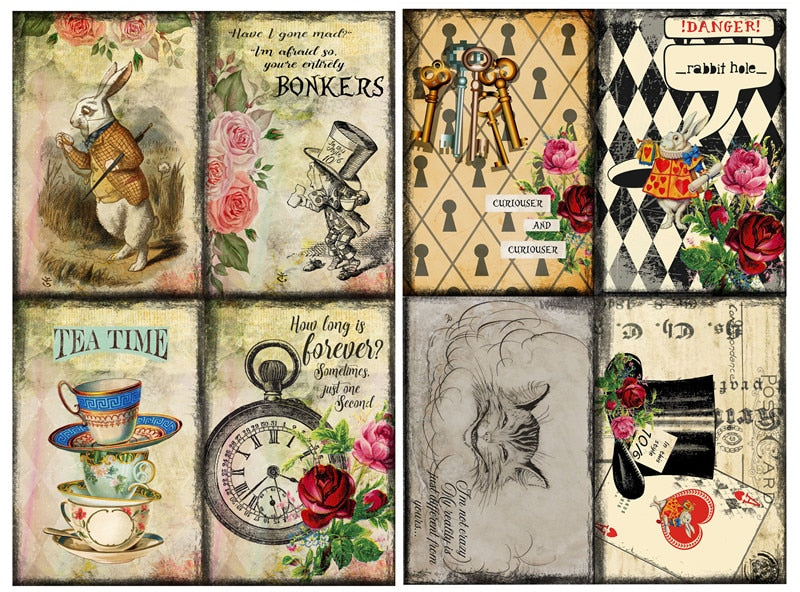 Vintage Alice In Wonderland Theme Scrapbooking Stickers