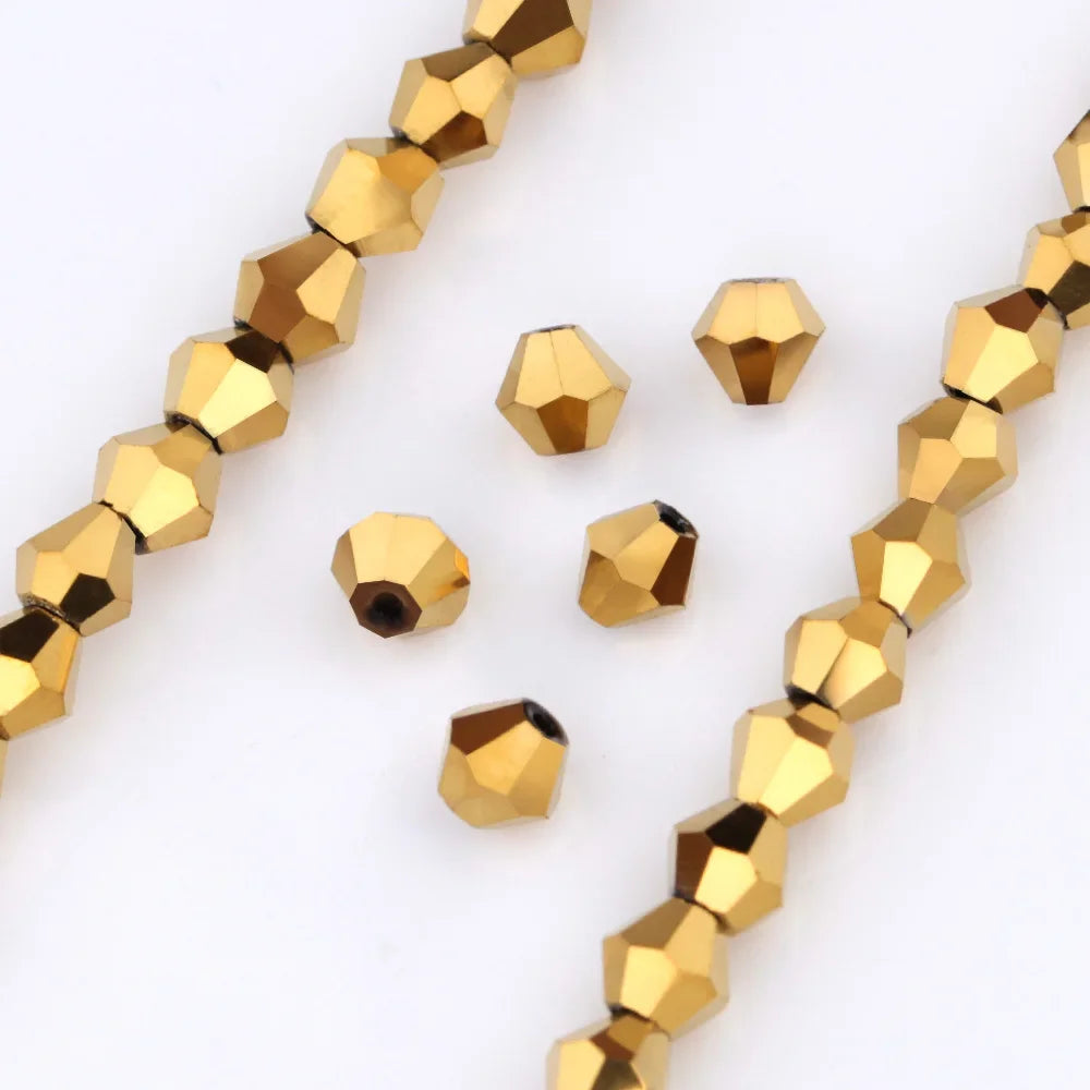 3/4/6mm Rainbow Austria Bicone Crystal Beads AB Colour Faceted Glass Beads for DIY Jewellery Making