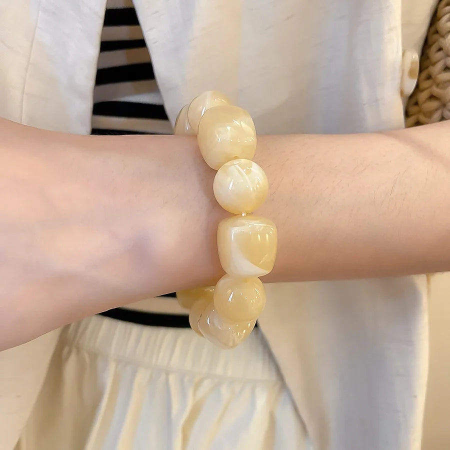 Acrylic Irregular Square Round Beaded Bracelet Vintage Reproduction