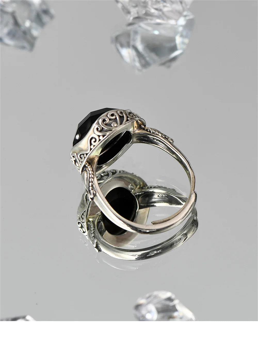 The Night's Court S925 Sterling Silver Ring Ancient Totem Rhombus Agate