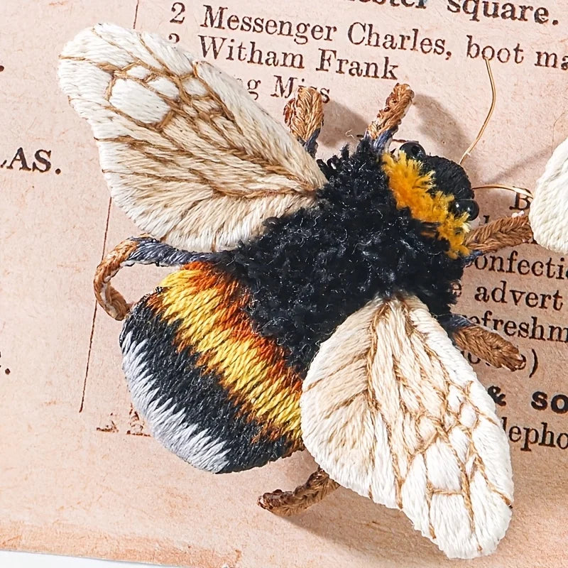 DIY Embroidered Insect Series Fabric Brooches Butterfly Ladybug Dragonfly Bee Craft Project