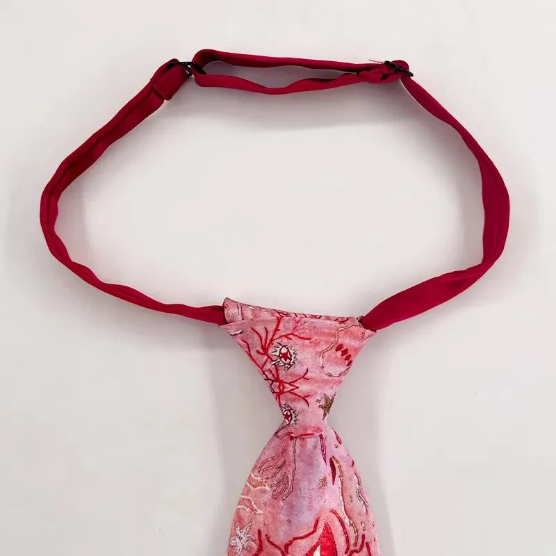 Sacred Heart Necktie Men Women Double Layer Red Knot-free Ties For Shirt Boy Girls Performance