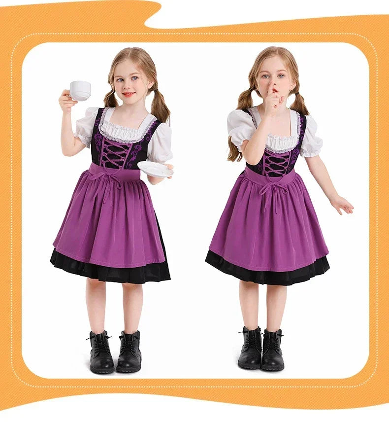 Girls German Dirndl Dress Oktoberfest Costume Witch Cosplay Costume