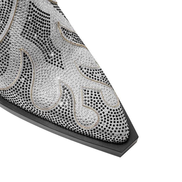 Flamin' Awesome Rhinestone Ankle Boots