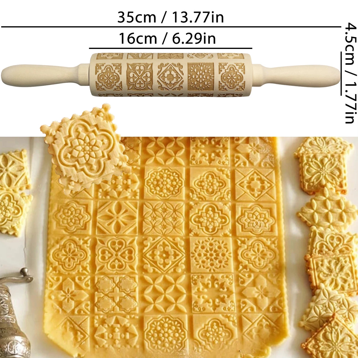 Christmas Wooden Embossing Print Rolling Pins