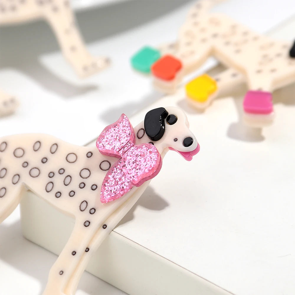 Acrylic Brooch Dalmatian Dog with Rainbow Wellingtons