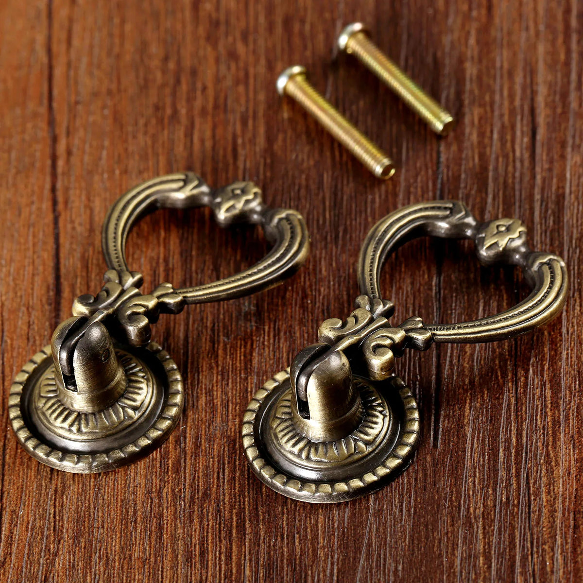 Two Antique Brass Furniture Hardware Handles Cabinet Knobs Drawer Pull