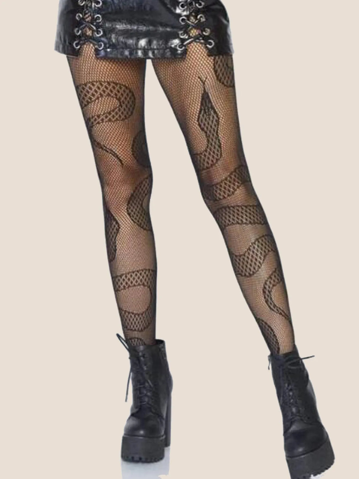 Snake Print Fish Net Stockings