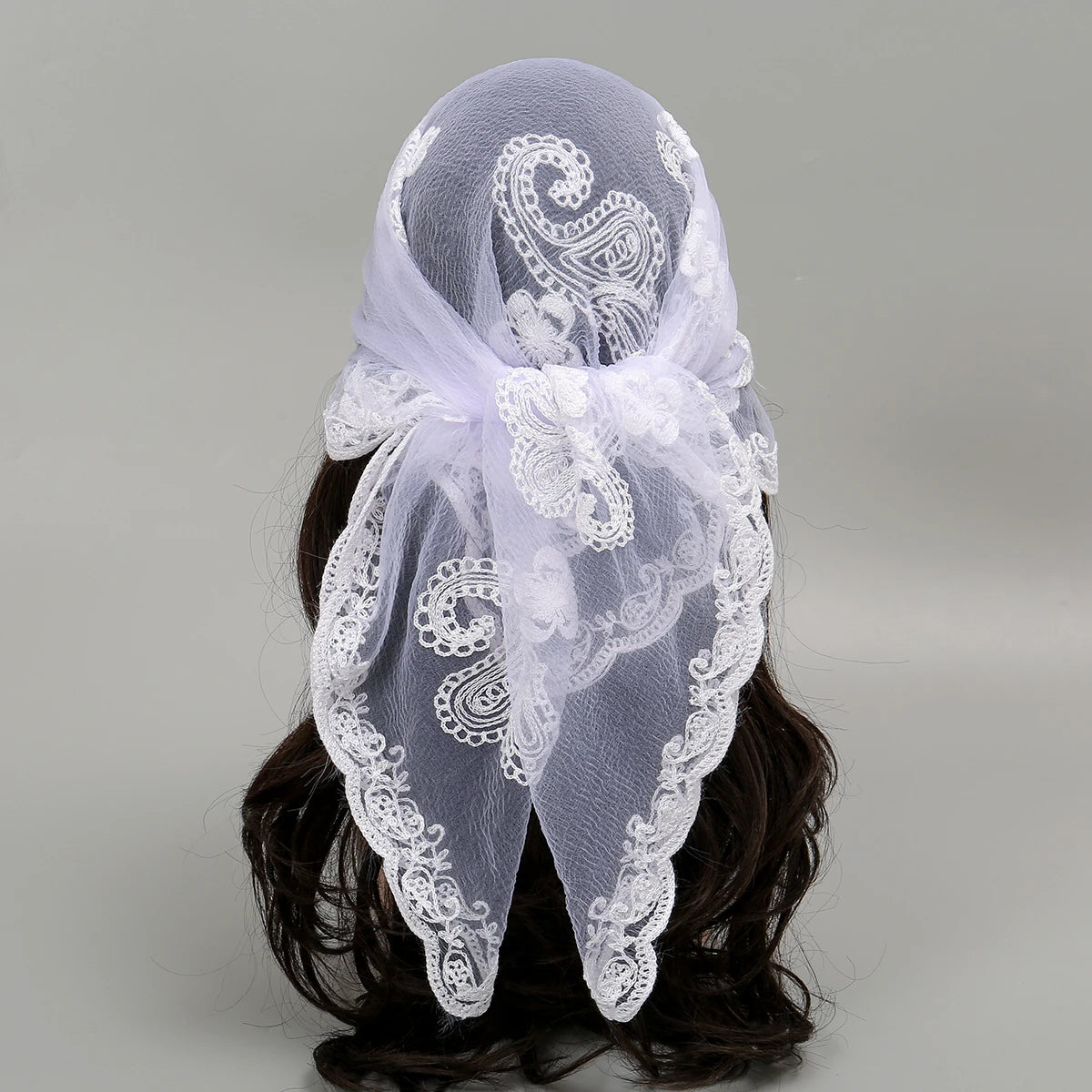 Lace Paisley Embroidered Square Bandana Scarf 23 Colours