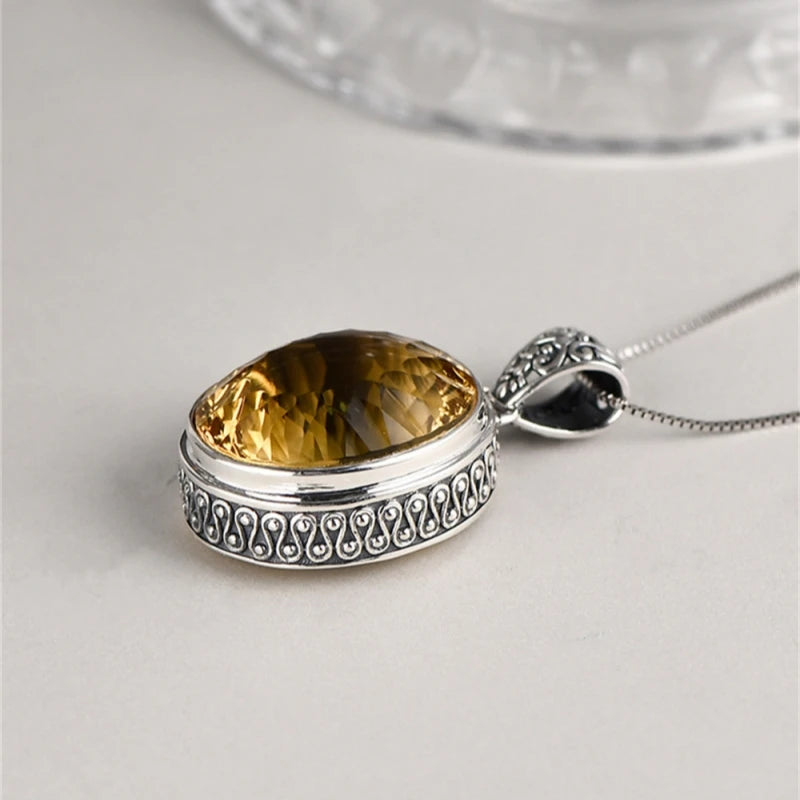 The Eye of Persuasion S925 Sterling Silver Pendant Natural Yellow Crystal